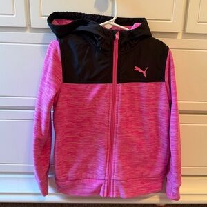 Puma pink black girls zip front hoodie sweatshirt size XS 5/6